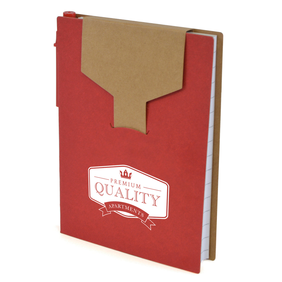 Branded Notebook with Pen and Sticky Notes in Red
