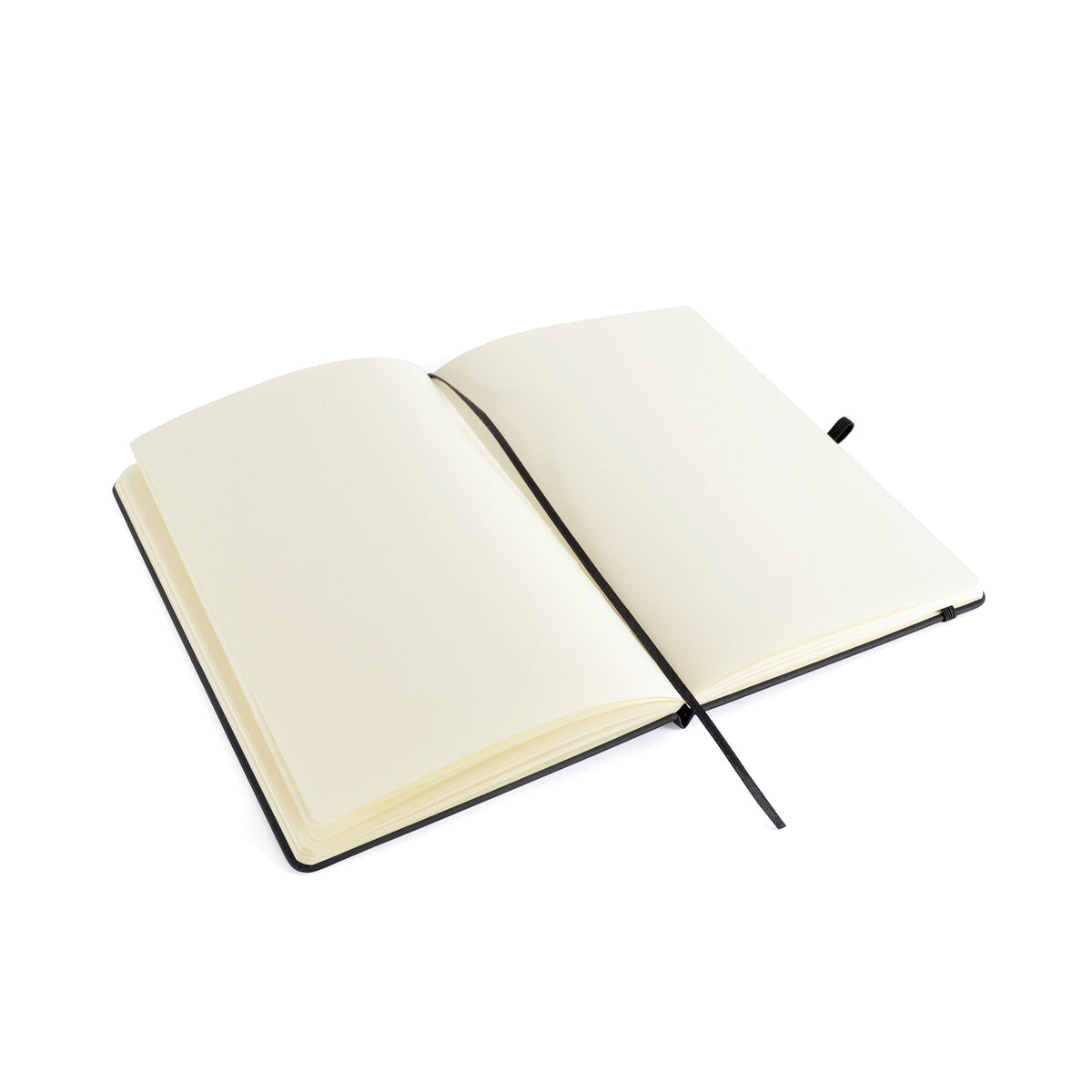 Branded Black PU Plain Page Notebook with Pen Loop