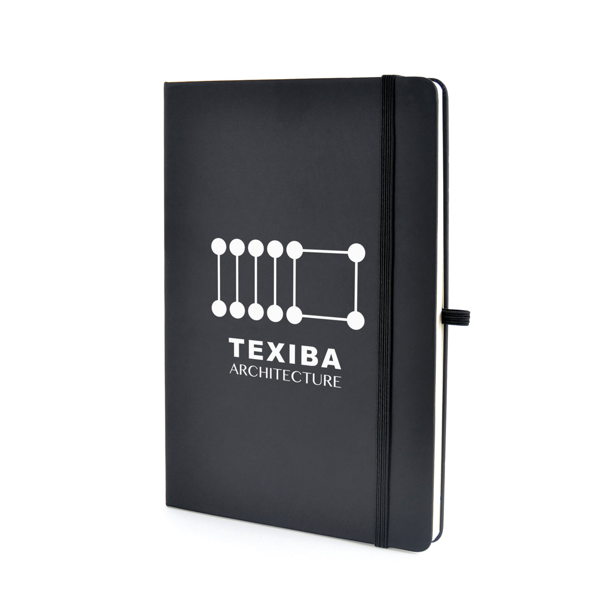 Branded Black PU Graph Page Notebook with Pen Loop