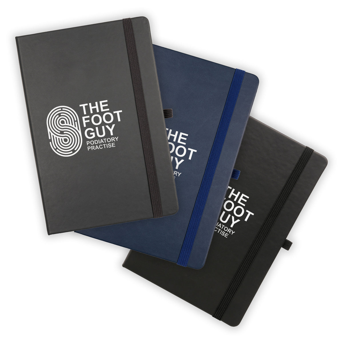 Branded Premium Recycled PU Notebook with Gun Metal Trim