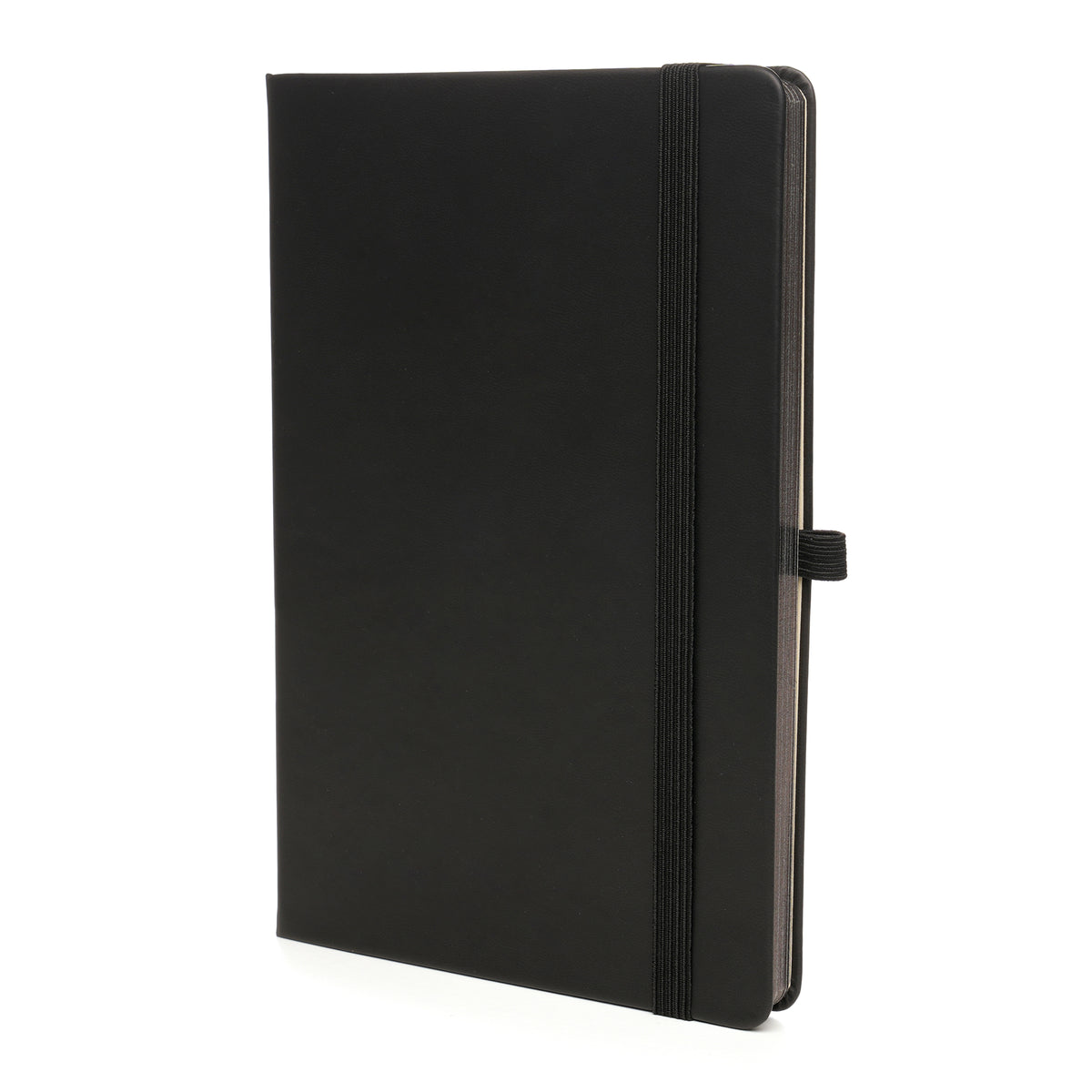 Branded Premium Recycled PU Notebook with Gun Metal Trim