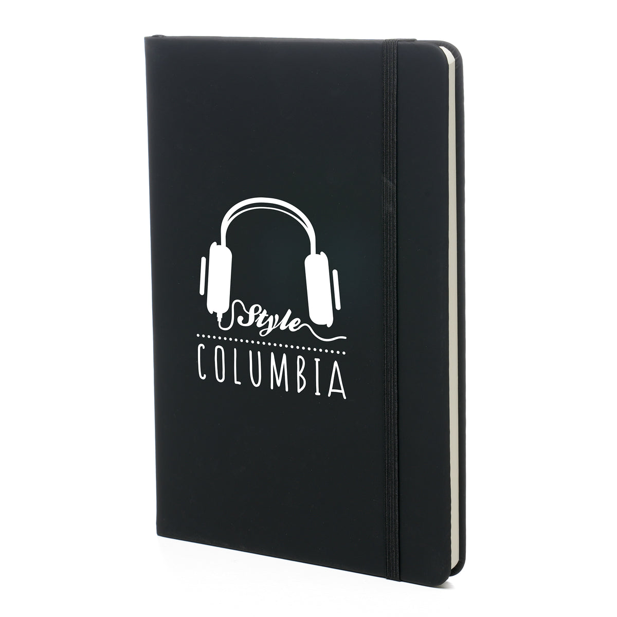 Branded Classic Lined Notebook with Elastic Closure in Black