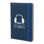 Branded Classic Lined Notebook with Elastic Closure in Navy Blue