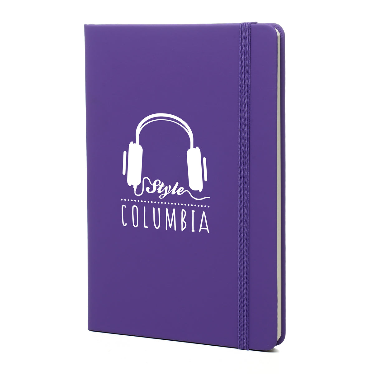 Branded Classic Lined Notebook with Elastic Closure in Purple