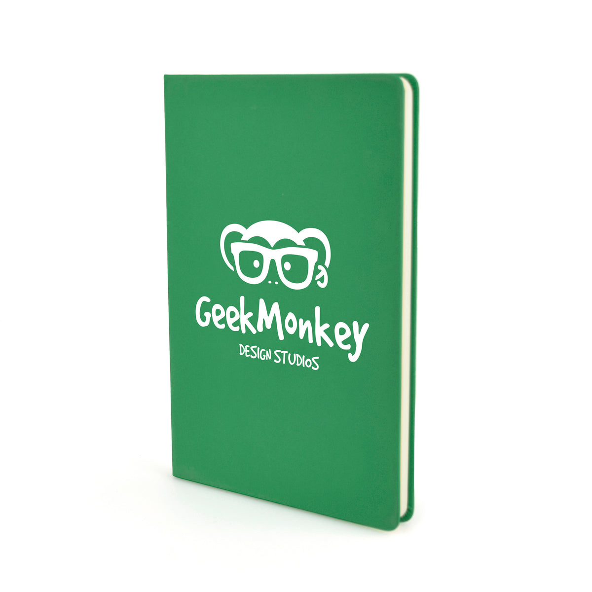 Branded Slimline PU Notebook with Cream Pages in Green