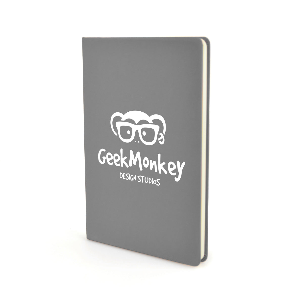 Branded Slimline PU Notebook with Cream Pages in Grey