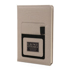 Branded PU Notebook with Elastic Phone Pocket in Grey