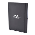 Branded A4 Coloured PU Notebook and Matching Pen Set in Black