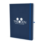 Branded A4 PU Lined Notebook with Pen Loop in Navy Blue