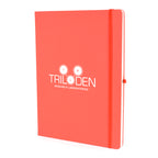 Branded A4 Coloured PU Notebook and Matching Pen Set in Red