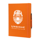 Branded A4 Coloured PU Notebook and Matching Pen Set