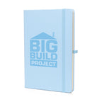 Branded A5 Coloured PU Notebook and Matching Pen Set in Baby Blue