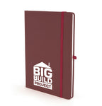 Branded A5 Coloured PU Notebook and Matching Pen Set in Burgundy