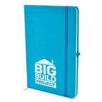 Branded A5 Coloured PU Notebook and Matching Pen Set in Cyan