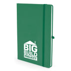 Branded A5 Coloured PU Notebook and Matching Pen Set in Dark Green