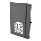 Branded A5 Coloured PU Notebook and Matching Pen Set in Dark Grey
