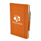 Branded A5 Coloured PU Notebook and Matching Pen Set