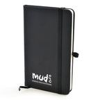 Branded A6 Coloured PU Notebook and Matching Pen Set in Black