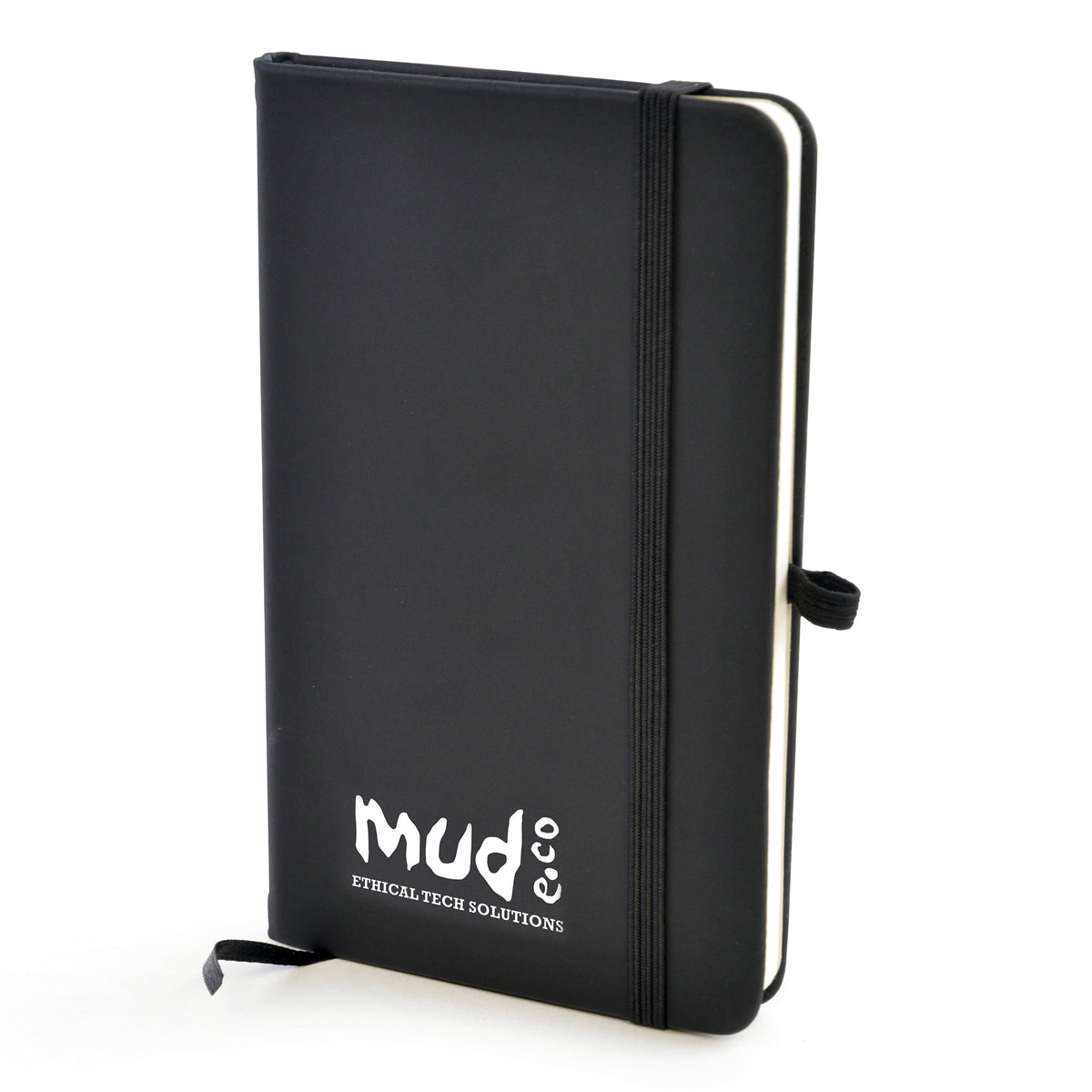 Branded A6 Coloured PU Notebook and Matching Pen Set in Black