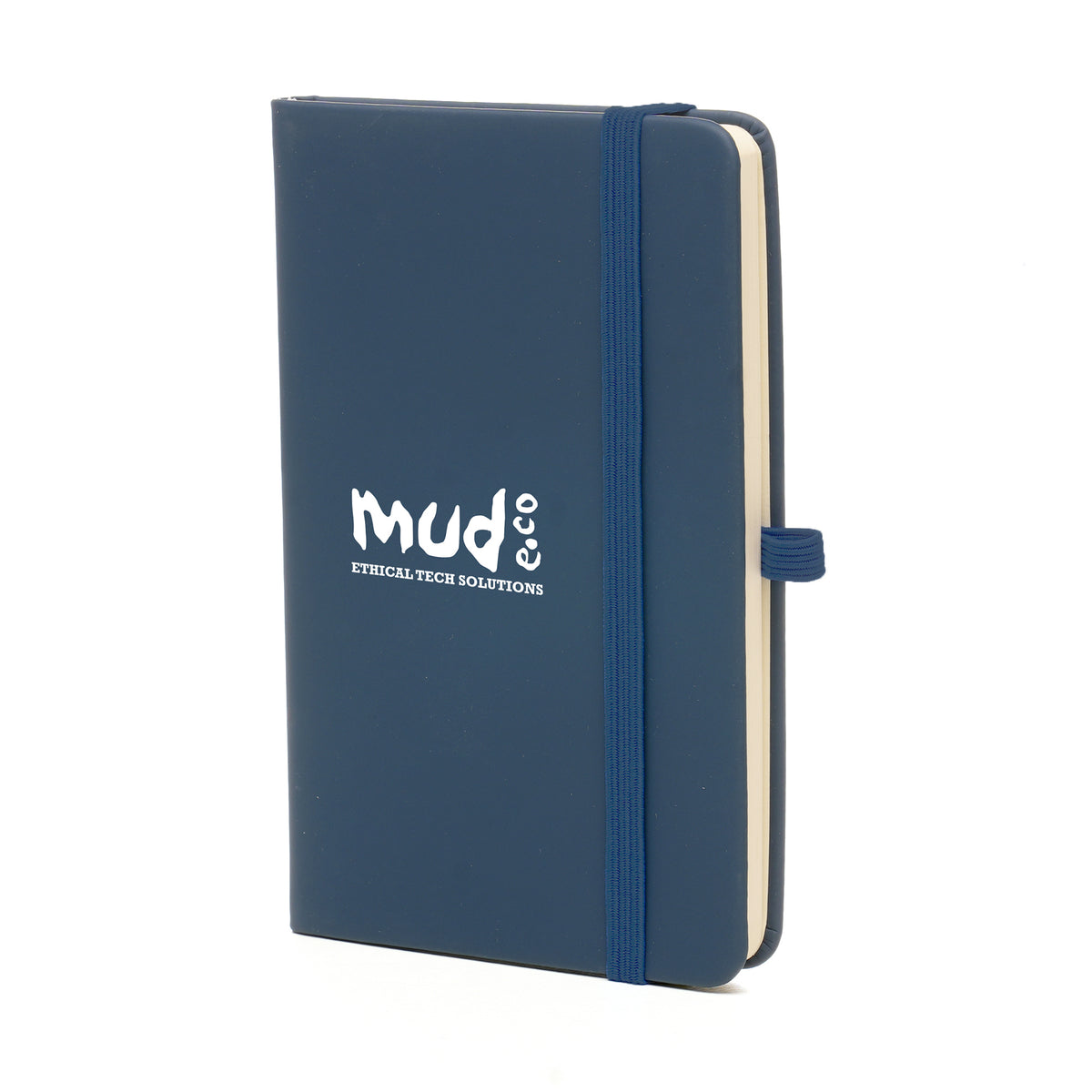 Branded A6 Coloured PU Notebook and Matching Pen Set in Navy Blue