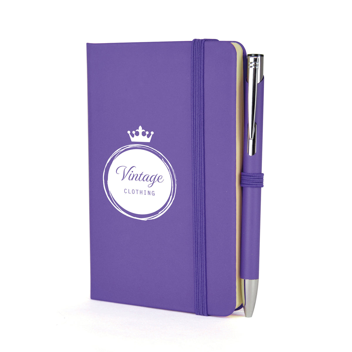 Branded A6 Coloured PU Notebook and Matching Pen Set