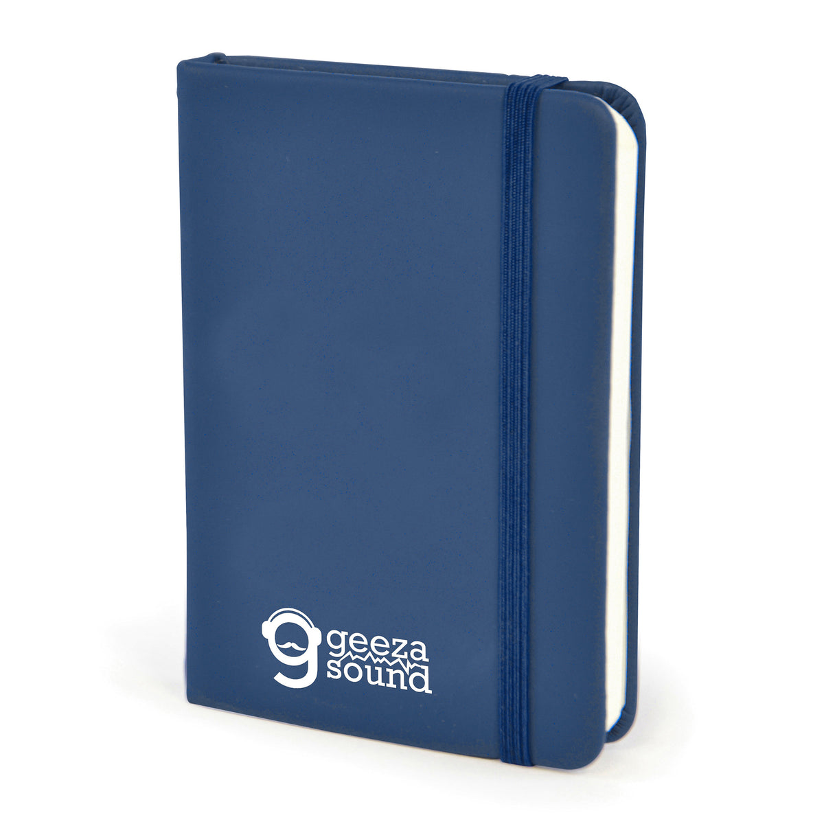 Branded A7 Pocket PU Notebook with Back Pocket in Navy Blue