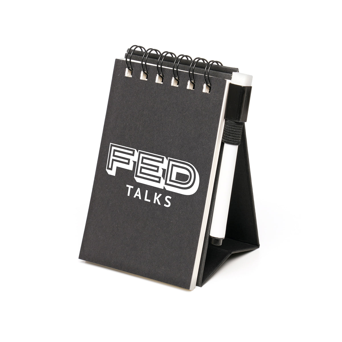 Branded Spiral Whiteboard Notepad with Marker in Black