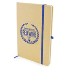 Branded Recycled Notebook and Bamboo Ball Pen Gift Set in BLUE