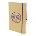 Branded Recycled Notebook and Bamboo Ball Pen Gift Set in PURPLE