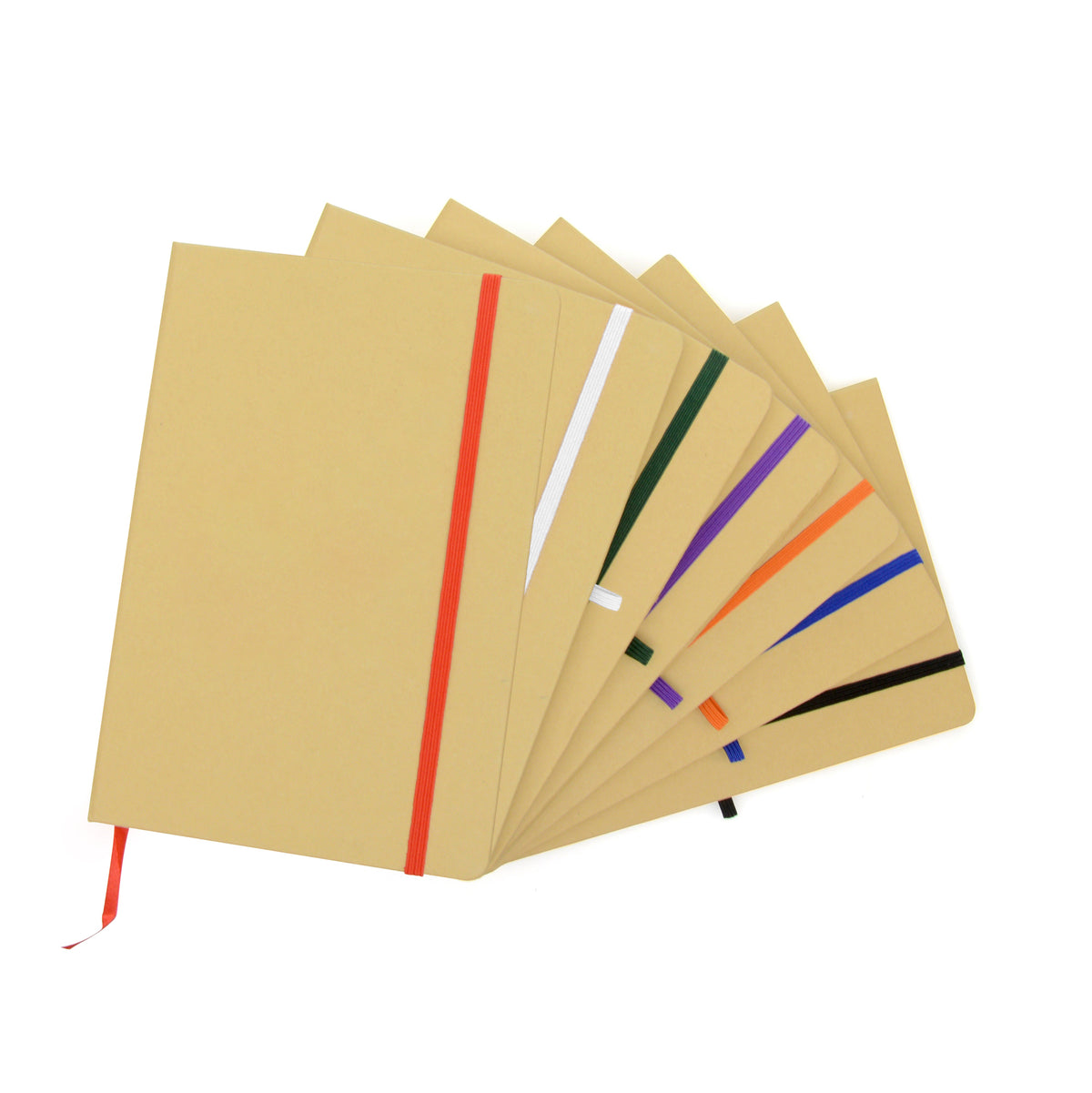 Branded A5 Natural Recycled Card Notebook with Coloured Accents