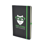Branded A5 Black PU Notebook and Matching Pen Set in Green
