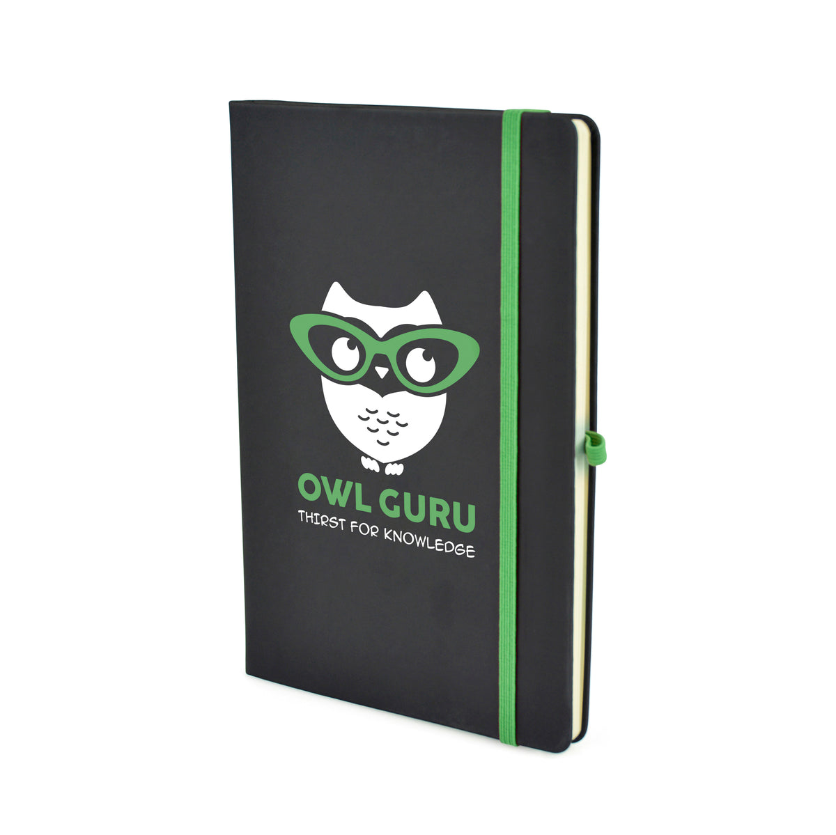 Branded A5 Black PU Notebook and Matching Pen Set in Green