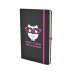 Branded A5 Black PU Notebook and Matching Pen Set in Pink
