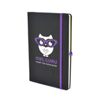 Branded A5 Black PU Notebook and Matching Pen Set in Purple