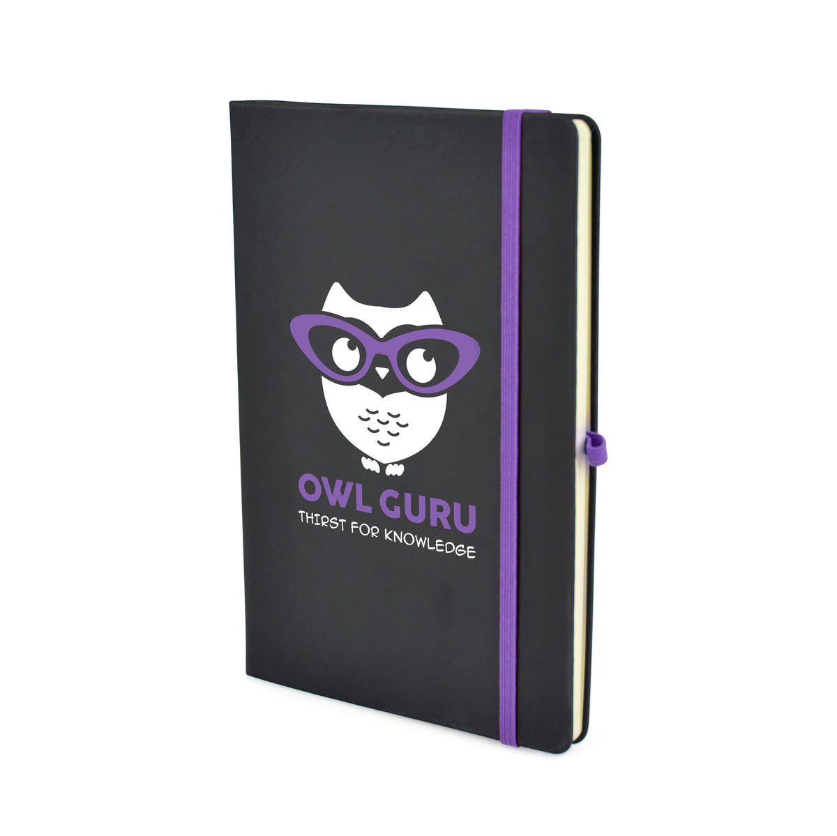 Branded A5 Black PU Notebook and Matching Pen Set in Purple