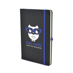 Branded A5 Black PU Notebook and Matching Pen Set in Royal Blue
