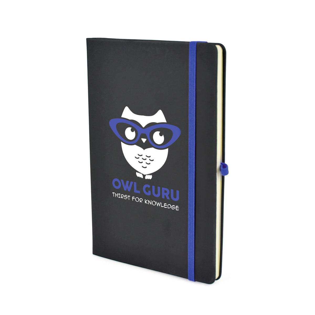 Branded A5 Black PU Notebook and Matching Pen Set in Royal Blue