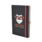Branded A5 Black PU Notebook and Matching Pen Set in Red