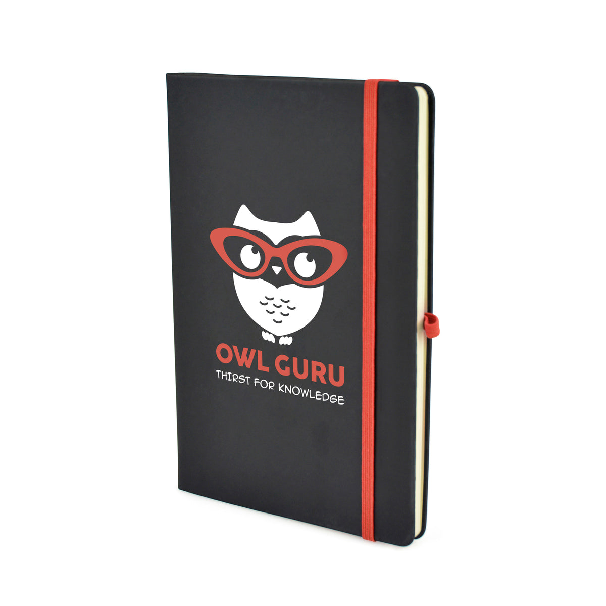 Branded A5 Black PU Notebook and Matching Pen Set in Red