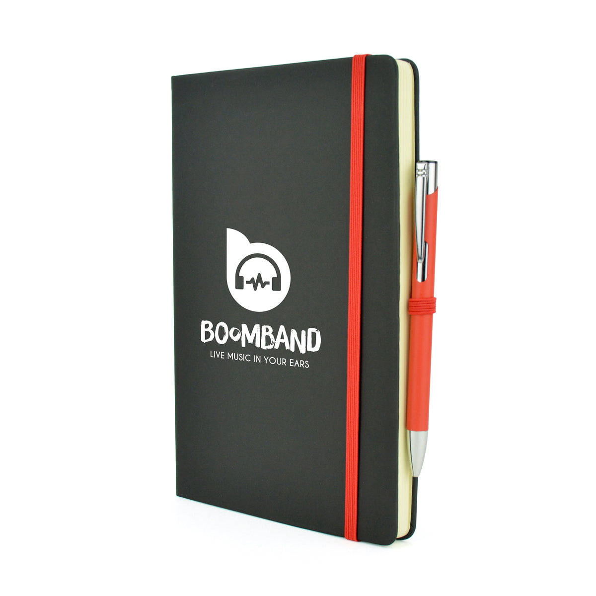 Branded A5 Black PU Notebook and Matching Pen Set