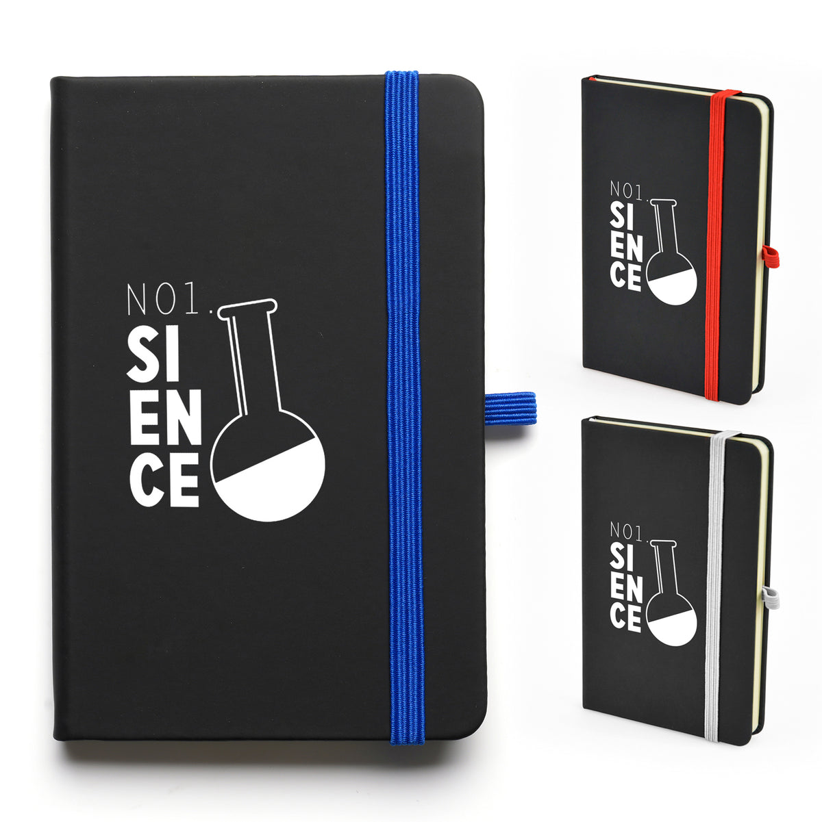 Branded A6 Black PU Notebook with Coloured Pen Loop