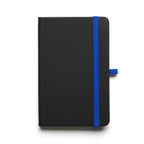 Branded A6 Black PU Notebook with Coloured Pen Loop