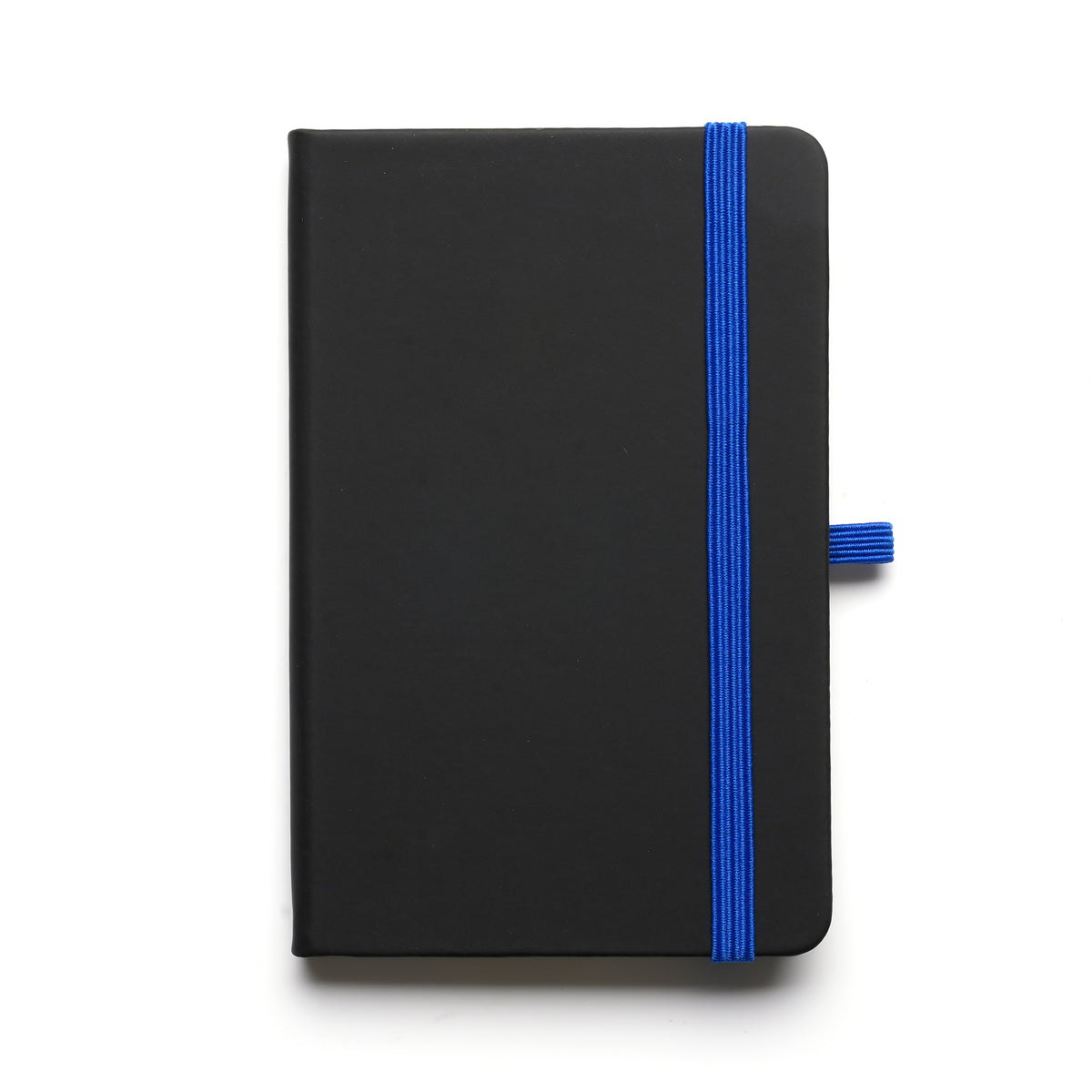 Branded A6 Black PU Notebook with Coloured Pen Loop