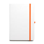 Branded A5 White PU Notebook with Pen Loop