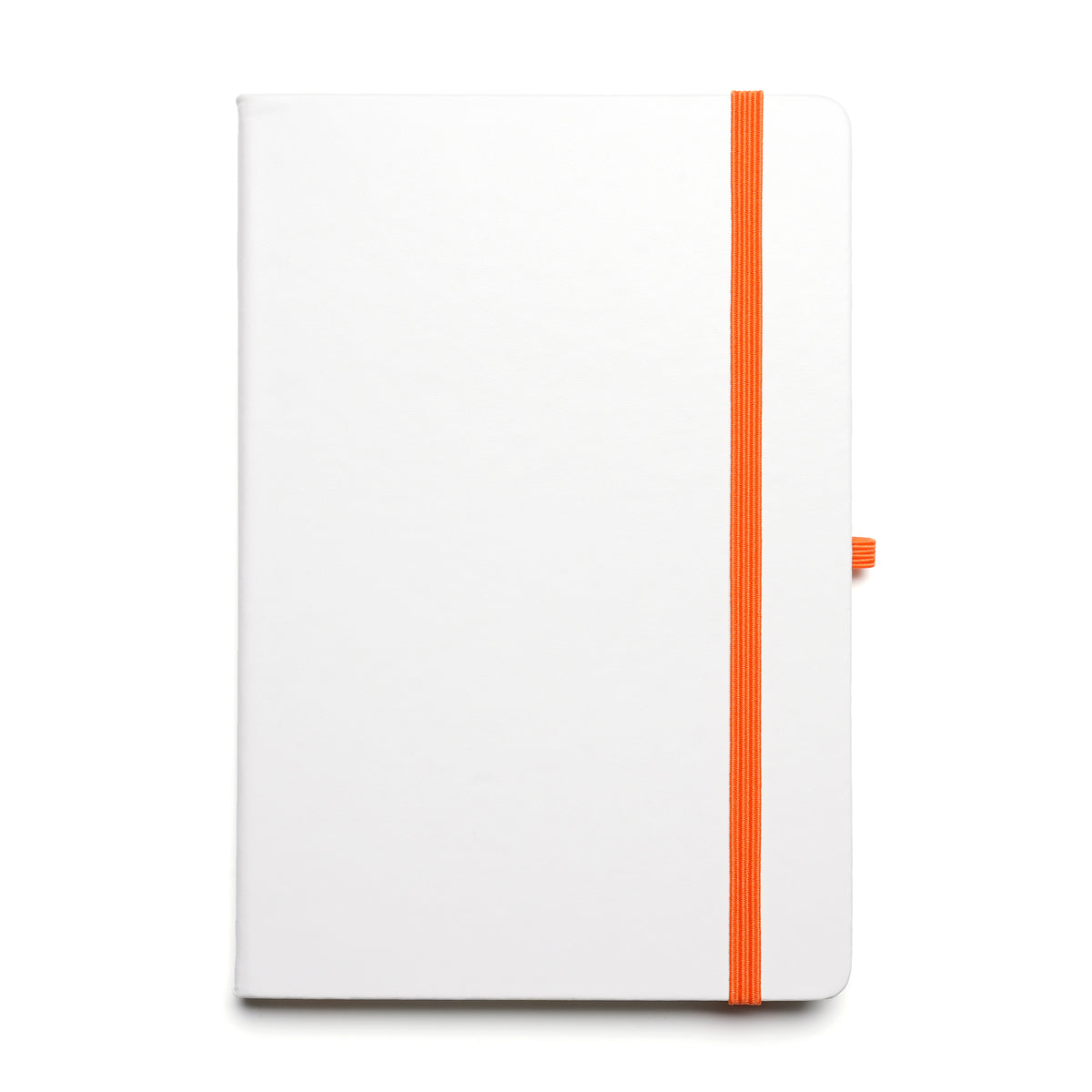 Branded A5 White PU Notebook with Pen Loop