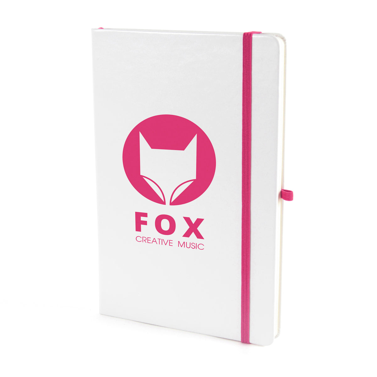 Branded A5 White PU Notebook and Matching Pen Set in Pink