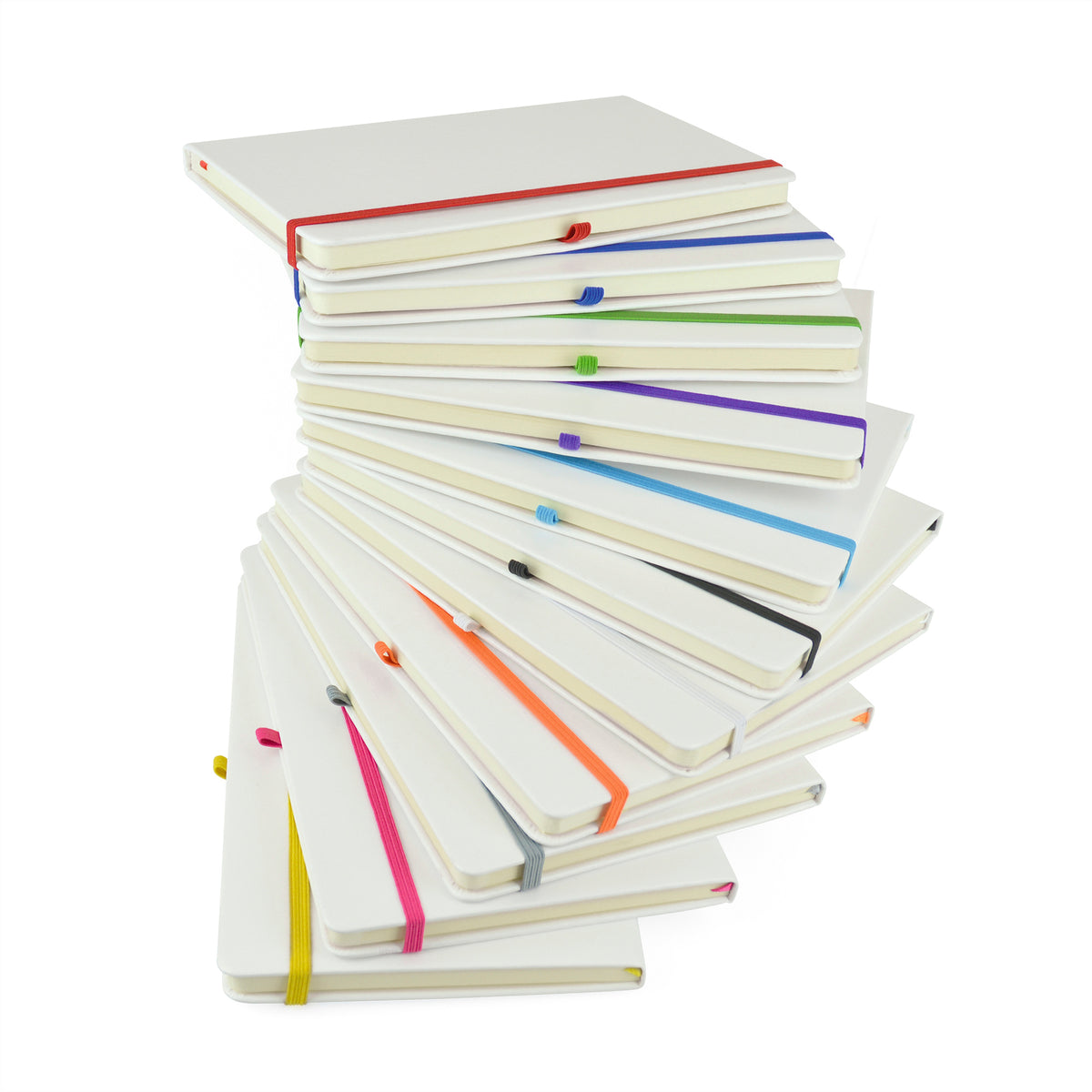 Branded A5 White PU Notebook with Pen Loop