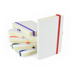 Branded A6 White PU Notebook with Back Pocket