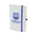 Branded A6 White PU Notebook and Matching Pen Set in Royal Blue