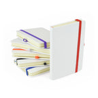 Branded A6 White PU Notebook with Back Pocket